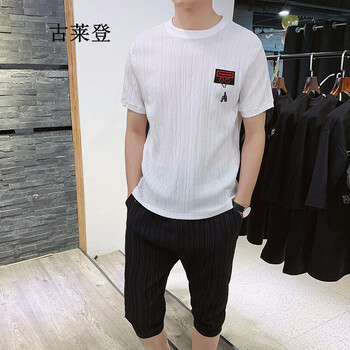 古萊登（GODLIKE） 短袖 男士T恤 白色五分褲套裝 