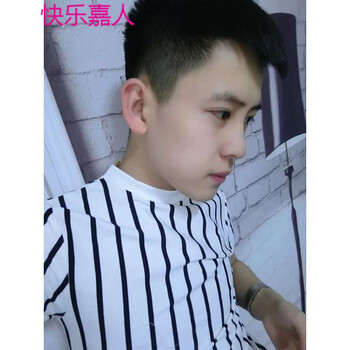 快樂(lè )嘉人 短袖 男士T恤 豎條紋短袖白色 