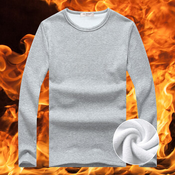 其他品牌 長袖 男士T恤 圓領(lǐng)  灰色（加絨） XL，L，M，XXL