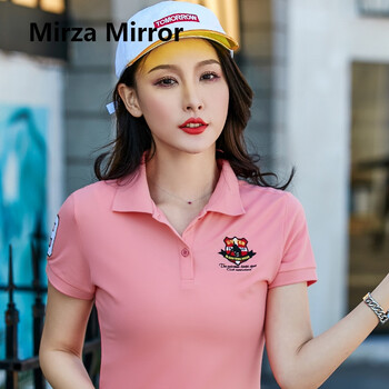 蜜莎蜜拉（Mirza Mirror） 刺繡，紐扣 短袖 T恤 女 POLO領(lǐng)