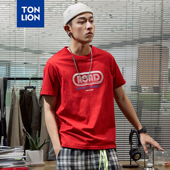 唐獅（TonLion） 短袖 男士T恤 緋紅 