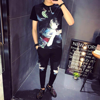 名夫（MIHGFU） 短袖 男士T恤 C307-W177黑色 