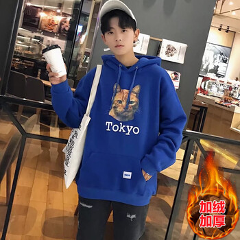 古萊登（GODLIKE） 長袖 男士T恤 加絨藍貓 