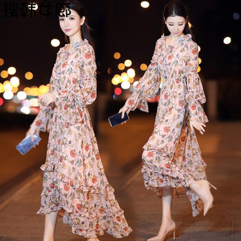 搜韓女廊 碎花 印花 連衣裙
