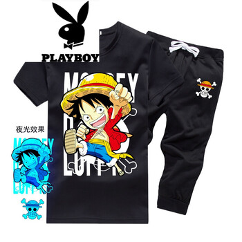 花花公子（PLAYBOY） 短袖 男士T恤 小路飛黑 