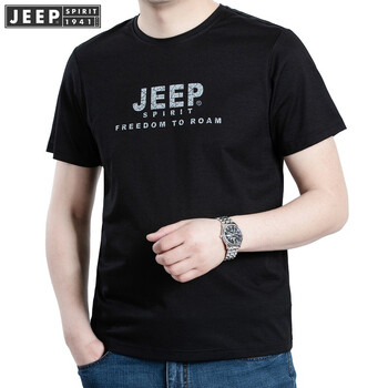 吉普（JEEP） 短袖 男士T恤 黑色  TS0111 