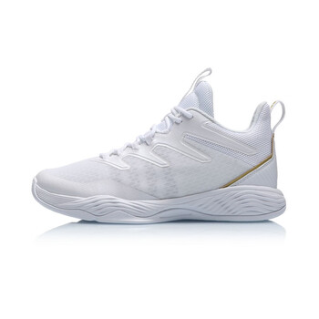 李寧（LI-NING）籃球鞋標準白/金屬金 