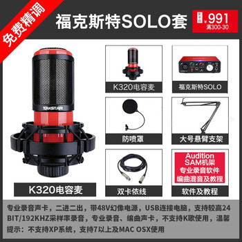 得勝（TAKSTAR）  懸掛式 麥克風(fēng) PC-K320標(biāo)配+?？怂固豐OLO 錄音聲卡套裝