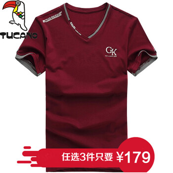 啄木鳥（TUCANO） 短袖 男士T恤 T360酒紅丨GK印花 