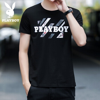 花花公子（PLAYBOY） 短袖 男士T恤 H36093黑色 