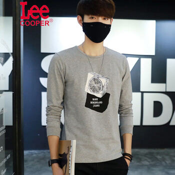 Lee Cooper 長(zhǎng)袖 男士T恤 灰色 
