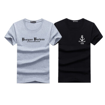森馬（SEnMA） 短袖 男士T恤 一排字灰+魚鉤黑官網(wǎng)旗艦店 