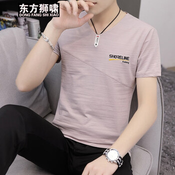 東方獅嘯（DONG FANG SHI XIAO） 短袖 男士T恤 淺紫色 