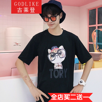 古萊登（GODLIKE） 短袖 男士T恤 三色眼鏡貓 黑色 