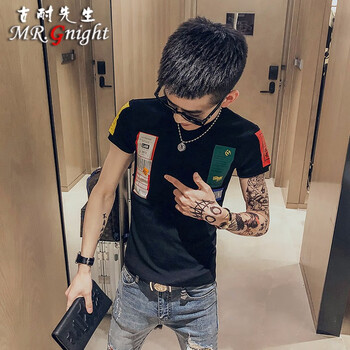 古耐先生（Mr.gnight） 短袖 男士T恤 J3001黑色 