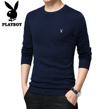 花花公子（PLAYBOY） 長(zhǎng)袖 男士T恤 818深藍(lán)色 XL，L，M，XXXL，XXL