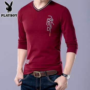 花花公子（PLAYBOY） 短袖 男士T恤 6615紅色 