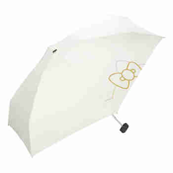 WPC日本凯蒂猫印花遮阳小巧折叠五折伞精致便携晴雨太阳伞 五折伞-蝴蝶结印花 米白色