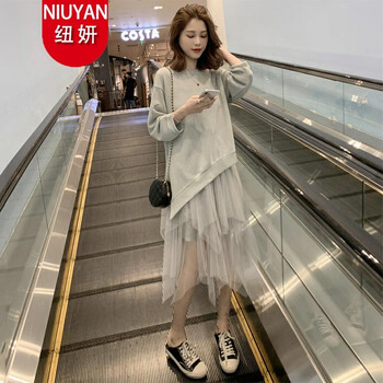 紐妍（NIUYAN） 純色 木耳邊，蕾絲 連衣裙