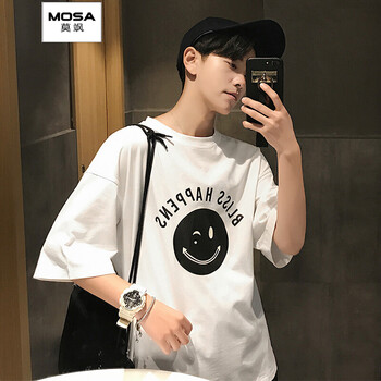 莫颯（MOSA） 五分袖 男士T恤 C10白色 