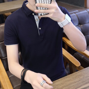 積極自由（ACTIVE LIBERTY） 短袖 男士T恤 1536藏青色（灰袖） 