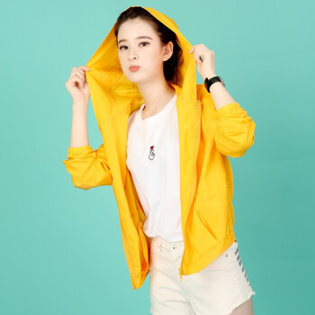古希色（Guxise） 連帽 長袖 女 短外套 口袋，卷袖，拉鏈，帶帽，立體裝飾