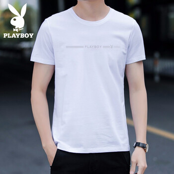 花花公子（PLAYBOY） 短袖 男士T恤 8772白色 