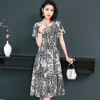 余今 抽象圖案 3D，拉鏈，印花，蝴蝶結，立體裝飾 連衣裙