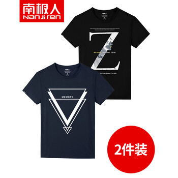 南極人（Nan Ji ren） 短袖 男士T恤 藍(lán)/交叉三角-黑/時(shí)尚Z 