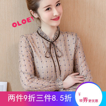 OLOEY 荷葉邊，拼接，綁帶，蝴蝶結(jié)，紗網(wǎng)，蕾絲 短袖 T恤 女 半高領(lǐng)