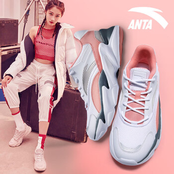 安踏（ANTA）跑步鞋白/淺裸粉/冷灰 37.5，38