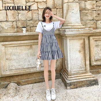 UXXUELLE 條紋 印花 連衣裙