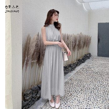 Q景小七（JINGXIAOQ） 純色 腰帶 連衣裙