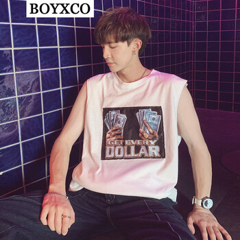 BOYXCO 無(wú)袖 男士T恤 BX10白 