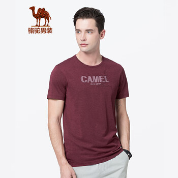 駱駝（CAMEL） 短袖 男士T恤 X9B374159-暗紅 