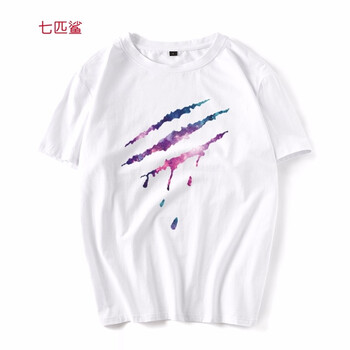 七匹鯊 短袖 男士T恤 白色空間撕裂 S，XL，4XL，5XL，L，XXXL，加大，XXL