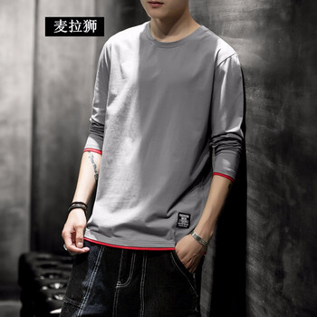麥拉獅 長(zhǎng)袖 男士T恤 8912-灰色 