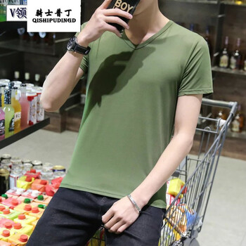 威覺（WEIJUE） 短袖 男士T恤 V領(lǐng)軍綠色 