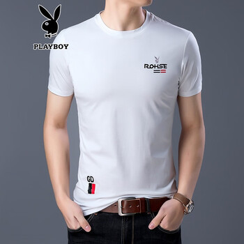 花花公子（PLAYBOY ESTABLISHED 1953） 短袖 男士T恤 5508白色logo 