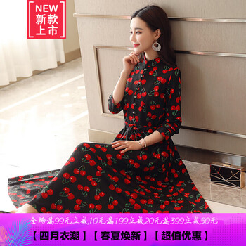 復(fù)古長(zhǎng)袖連衣裙，微胖女神的福音
