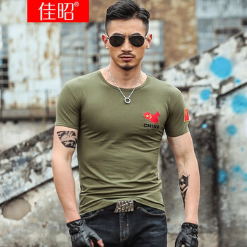 佳昭 短袖 男士T恤 T24軍綠色 