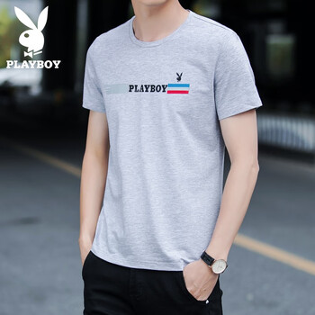 花花公子（PLAYBOY） 短袖 男士T恤 H36095灰色 