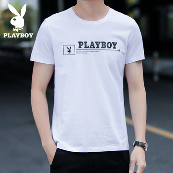 花花公子（PLAYBOY） 短袖 男士T恤 SYH36091 白色 