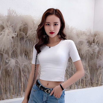 秀衫衫 露臍/腰，綁帶 短袖 T恤 女 圓領(lǐng)