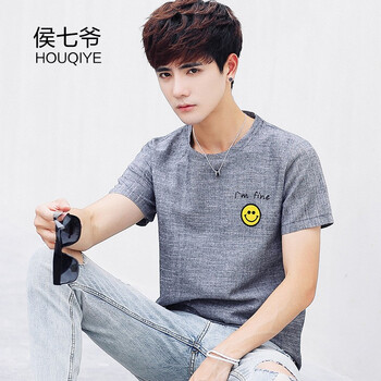 候七爺（HOUQIYE） 短袖 男士T恤 藏青色T577 