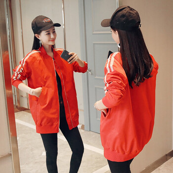 慕香 圓領(lǐng) 長袖 女 短外套 口袋，拼接，拉鏈