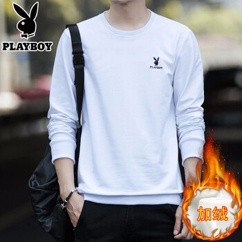 花花公子（PLAYBOY） 長(zhǎng)袖 男士T恤 白色(加絨款) 