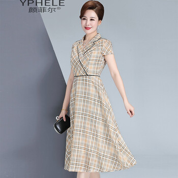 顏菲爾（YPHELE） 格子 拼接，格子，撞色，拼色 連衣裙