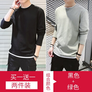 賓狼（BinLAnG） 長(zhǎng)袖 男士T恤 DS330黑色+DS330綠色 