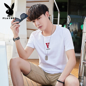 花花公子（PLAYBOY ESTABLISHED 1953） 短袖 男士T恤 9557白色 